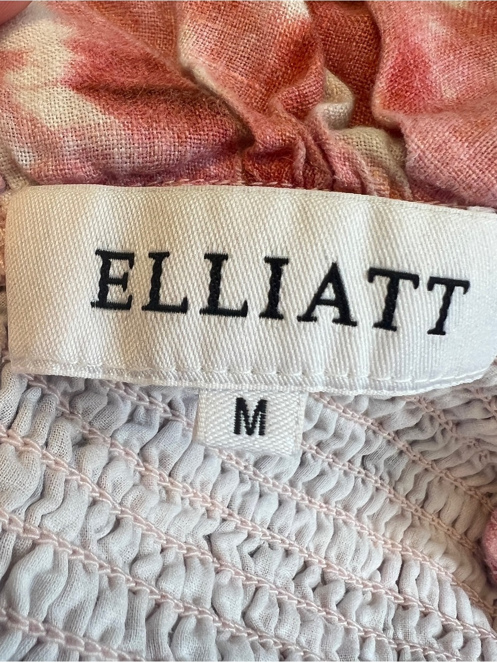 ELLIATT Pink Tie Dye Smocked Mini Dress Linen Blend Medium boho summer - Picture 4 of 7